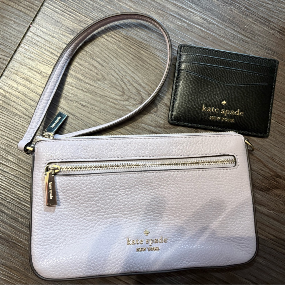 kate spade Lilac Leather Wristlet with Black Card Case - Picture 2 of 2